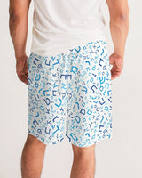 Blue on Blue Hebrew Letter Men's Jogger Shorts