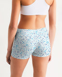 Blue on Blue Hebrew Letter Women's Mid-Rise Yoga Shorts