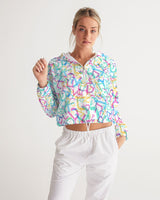 Trippy Hebrew Women's Cropped Windbreaker