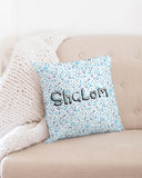 Blue on Blue Hebrew Letter Throw Pillow Case 18"x18"