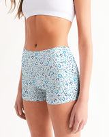 Blue on Blue Hebrew Letter Women's Mid-Rise Yoga Shorts