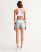 Blue on Blue Hebrew Letter Women's Mid-Rise Yoga Shorts