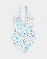 Blue on Blue Hebrew Letter Women's One-Piece Swimsuit