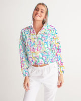 Trippy Hebrew Women's Cropped Windbreaker