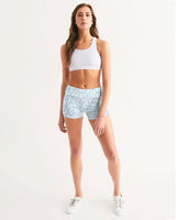 Blue on Blue Hebrew Letter Women's Mid-Rise Yoga Shorts