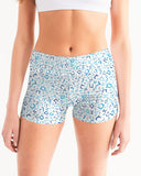 Blue on Blue Hebrew Letter Women's Mid-Rise Yoga Shorts